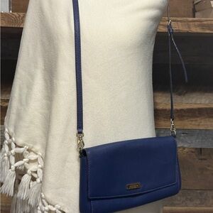 kate spade Navy Leather Crossbody Wallet with Gold Hardware